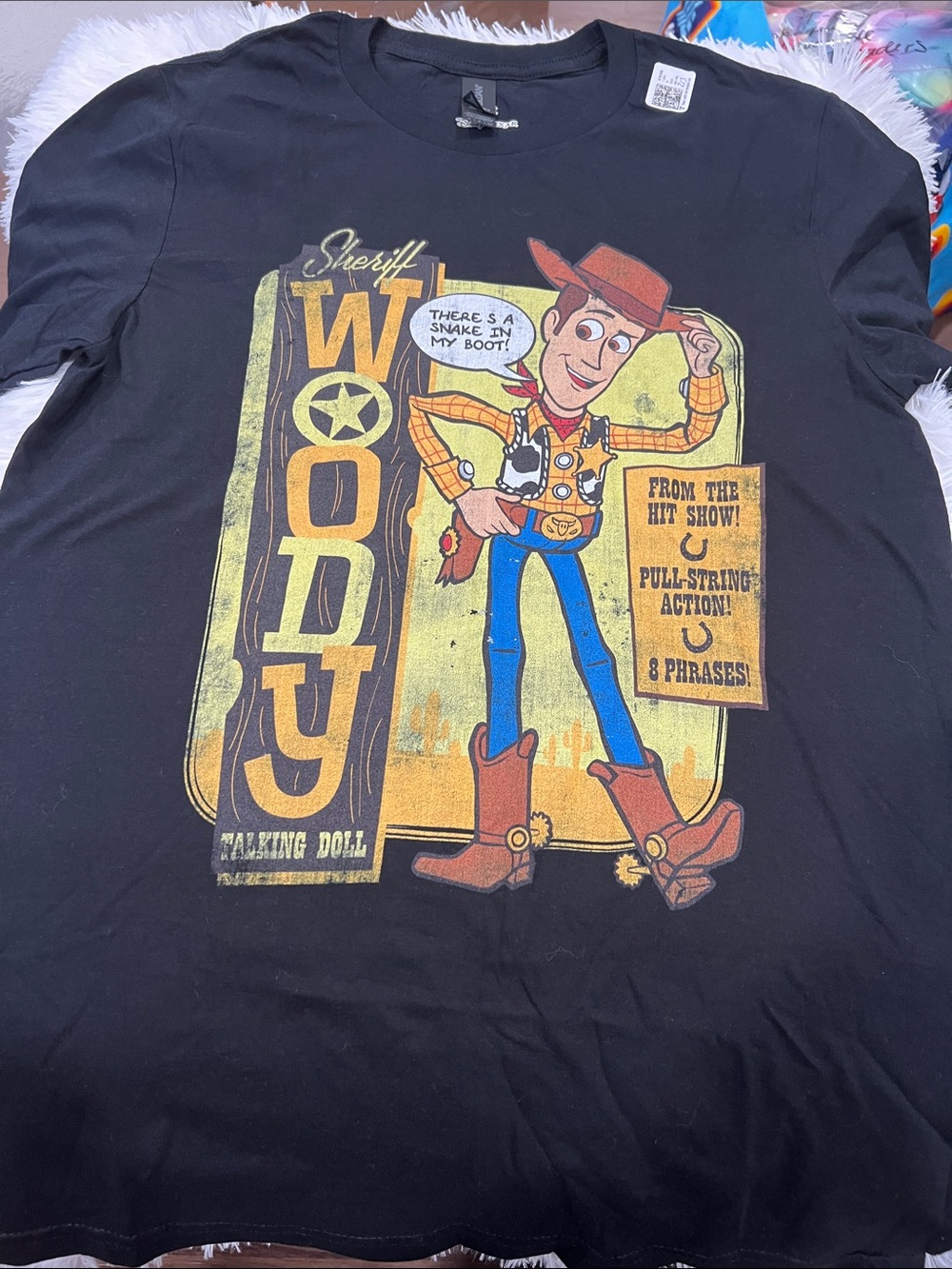 Black Woody Graphic Tee - Toy Story Sheriff Woody Design